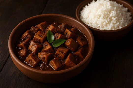 Authentic Sri Lankan Young Jackfruit Curry (Polos Ambul) with Rice