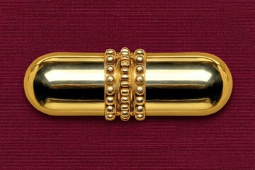 Naklejka premium Polished gold oblong clasp with beaded accents