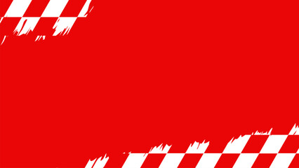 Red Background with Checkered Border.