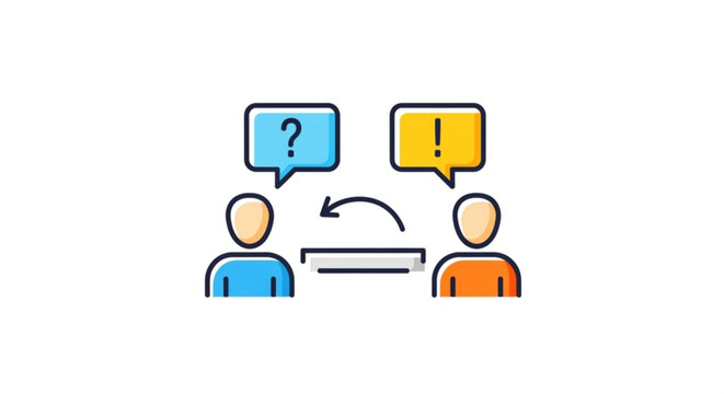 Communication exchange of information between people with question and answer for understanding ideas