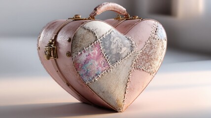 Heart-shaped suitcase evokes journey of emotional healing under