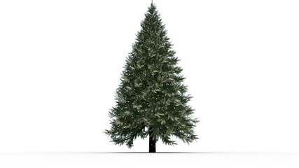 Animation of snow falling over christmas tree on white background - Powered by Adobe