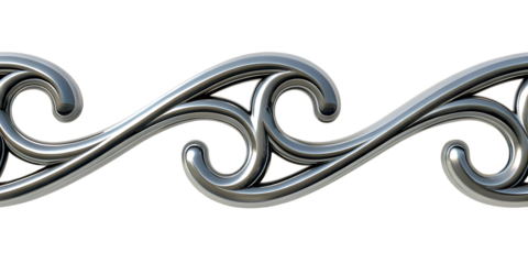 Metallic ornamental scrollwork isolated on a transparent background filigree decorative