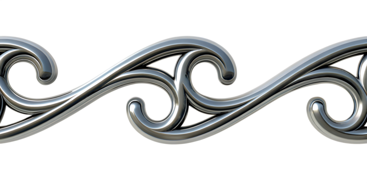 Metallic ornamental scrollwork isolated on a transparent background filigree decorative