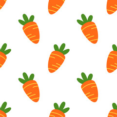 Seamless pattern with carrot, vector illustration of vegetable, healthy vegan food wallpaper
