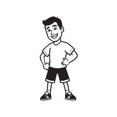 Handsome Man Black and White Illustration Vector Image Male Portrait Fashion Sketch Line Art Design
