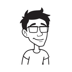 Handsome Man Black and White Illustration Vector Image Male Portrait Fashion Sketch Line Art Design