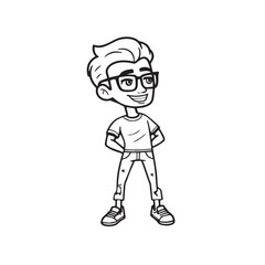 Handsome Man Black and White Illustration Vector Image Male Portrait Fashion Sketch Line Art Design