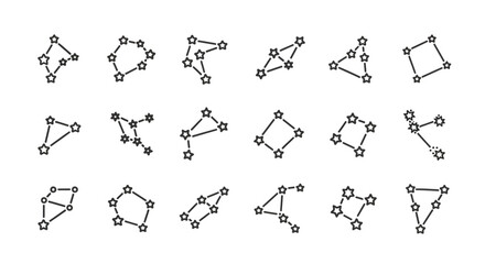 Celestial array of stellar constellations, a minimal outline of the cosmos, connected stars to © jas