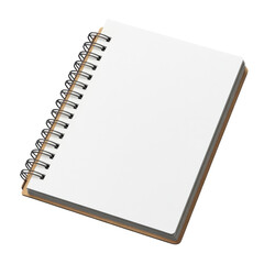 Blank spiral notebook with white pages and kraft cover perfect for notes sketches and creative writing projects on transparent background