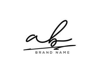 AB letter elegant cursive beauty handwriting logo.
