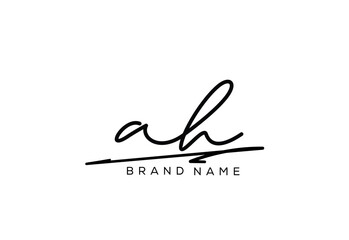 AH letter elegant cursive beauty handwriting logo.