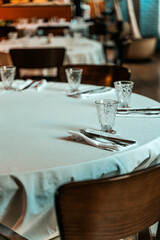 Restaurant Table Setting Before Dinner