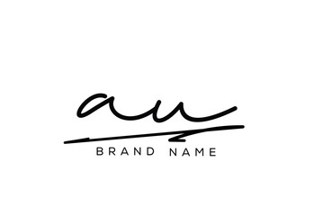 AU letter elegant cursive beauty handwriting logo.