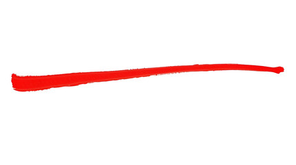 One straight red line 3d. Limit or border, finish line or closed. Red long thread of yarn, string. Thin brush stroke, on a white background. Vector illustration. Horizontal line of paint