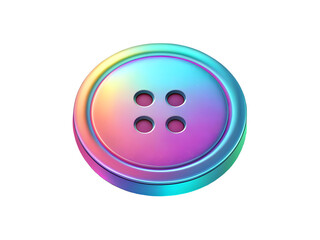 Fototapeta premium Iridescent rainbow button with four holes on black background