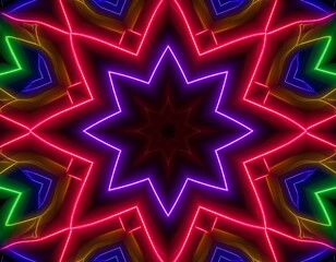 Colorful Neon Kaleidoscope Pattern