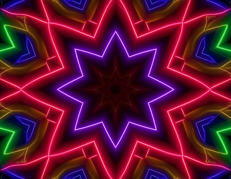 Colorful Neon Kaleidoscope Pattern