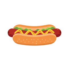 Delicious Hot Dog with Mustard and Ketchup.