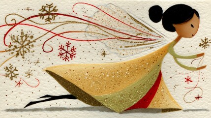 Festive angel with shimmering wings, delivering holiday cheer
