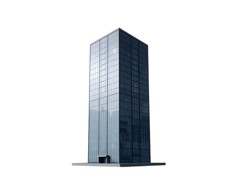 Modern Glass Skyscraper Isolated on Transparent Background