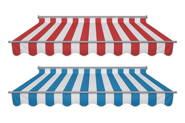 Classic striped awnings providing shade and style for businesses