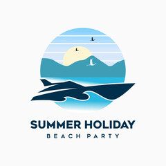 summer holiday beach party logo