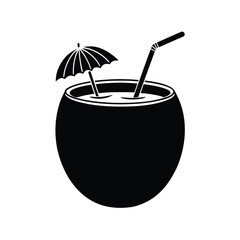 tropical coconut drink summer icon
