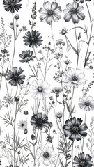 Black and white floral pattern