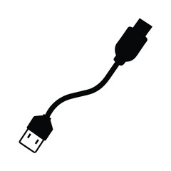 usb cable connection silhouette vector