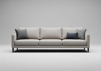 Fototapeta premium Modern Light Beige Sofa with Pillows.