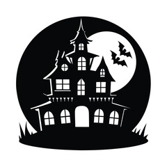 haunted victorian glowing mansion illustration