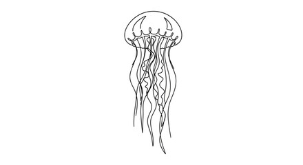Elegant minimalist jellyfish illustration in a single continuous line drawing style
