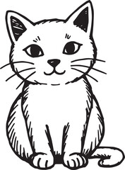 Obraz premium Cat Doodle Black and White Illustration Vector Image Cute Kitten Sketch Line Art Drawing Silhouette