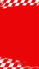 Red Background with Checkered Borders.