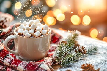 Warm Winter Drink: Hot Cocoa with Festive Decorations