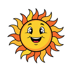Happy Sun Cartoon Character Illustration.