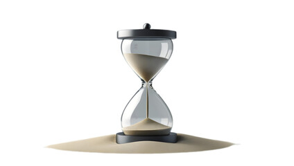 Hourglass with sand flowing isolated on white background.