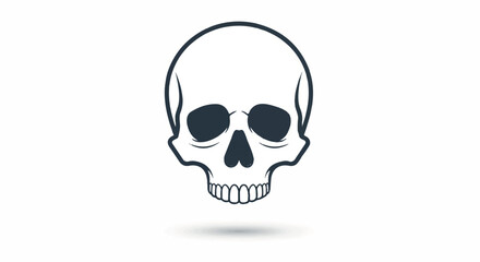 Fototapeta premium Human Skull Outline Illustration on White Background.