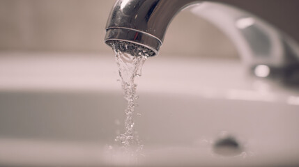 Water droplets splashing from dripping faucet into white sink basin illustrating ongoing leak and urgent repair