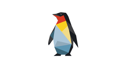 Geometric penguin design concept presenting a modern and artistic aesthetic with bold colors © jas