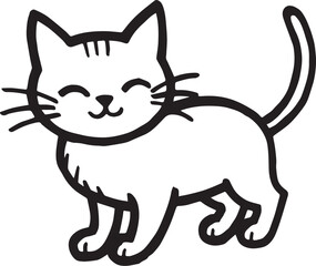 Cat Doodle Black and White Illustration Vector Image Cute Kitten Sketch Line Art Drawing Silhouette
