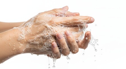Fototapeta premium Washing hands with soap and water for hygiene