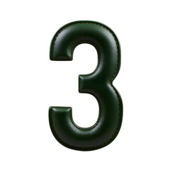 Fototapeta premium 3D Dark Green Number Three Isolated