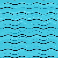 Fototapeta premium Repeating pattern of light blue water waves with dark lines