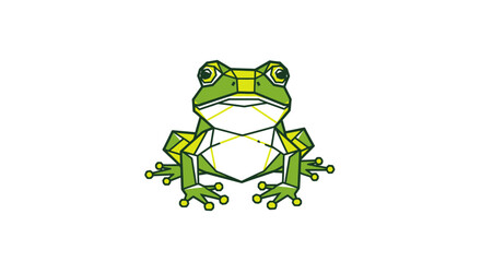 Geometric green frog illustration, showcasing a modern polygon design approach creating a stylish