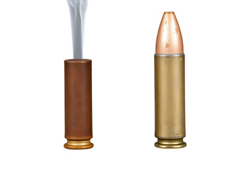 Fototapeta premium Ammunition Detailed Depiction of a Bullet with and without Smoke