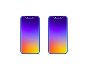 Dual Smartphones with Vibrant Gradient Display and Blue Frame