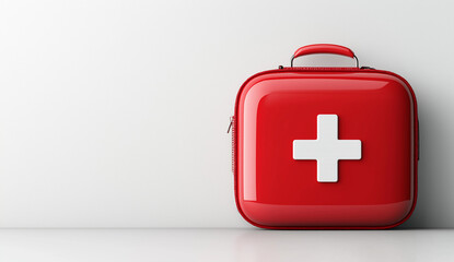 Obraz premium Red medical kit against white background