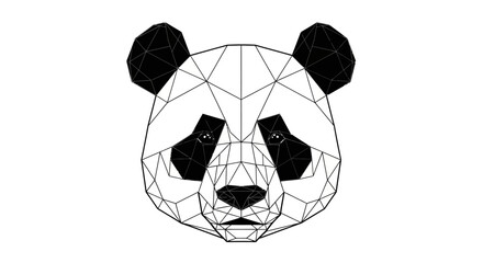 Abstract low poly panda illustration with geometric polygonal design against white background © jas